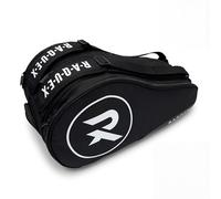 Raquex Engage 2 Padel Racket Bag - Carry Handle + Twin Shoulder Straps (Backpack Style) - Thermal Lining, Shoe Compartment, Central Storage (Black)