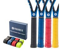 Raquex Enhance Replacement Racket Grip (4 Grips): Badminton, Tennis, Squash. Premium, Self-adhesive PU Racquet Grip Tape. 14 Colours. Recyclable cardboard outer gift packaging