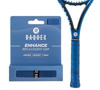 Raquex Enhance Tennis Racket Grip Tape - Tennis, Badminton, Squash Replacement Grip. Comfy, Soft, Durable. Premium self-adhesive tennis racquet grip. Finishing tape included (Blue)