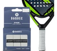 Raquex Evade Padel Racket Overgrip - 10 Colours - 3 Pack Padel Ball or Pickleball Racquet Tape, 0.65mm Thickness - Absorbent, Slightly Tacky Anti Slip Over Grip (6 Grips, White)