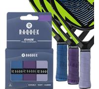 Raquex Evade Padel Racket Overgrip - 10 Colours - 3 Pack Padel Ball or Pickleball Racquet Tape, 0.65mm Thickness - Absorbent, Slightly Tacky Anti Slip Over Grip (6 Grips, Blues)