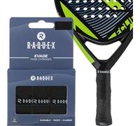 Raquex Evade Padel Racket Overgrip - 10 Colours - 3 Pack Padel Ball or Pickleball Racquet Tape, 0.65mm Thickness - Absorbent, Slightly Tacky Anti Slip Over Grip (Black)