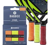 Raquex Evade Padel Racket Overgrip - 10 Colours - 3 Pack Padel Ball or Pickleball Racquet Tape, 0.65mm Thickness - Absorbent, Slightly Tacky Anti Slip Over Grip (Orange, Yellow, Red)