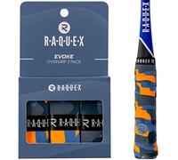 Raquex Evoke Overgrip Tape 3 Pack - Tennis Racket Grip Tapes (11 Designs) - Racquet Anti Slip Tape Overgrip for Tennis Rackets, Badminton, Squash, Padel. Finishing Tape Included (Light Camo)