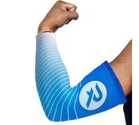 Raquex Sport Arm Compression Sleeves (2 Pack) - 5 Colours - Anti Slip Sleeves for Lower & Upper Arms & Elbow Support (Light Blue, Small)