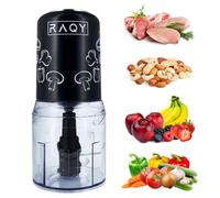 RAQY 400W Mini Food Processor, Food Chopper, 500mL Shock-Resistant Bowl - Vegetable Chopper & Meat Grinder, Powerful and Durable Quad Stainless Steel Blades