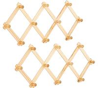 RARAA 2 x 10 Hook Coat Hooks, Wooden Expanding Accordion Style Wall Mounted Hook,Wooden Pegs Folding Wall Hanger Stand for Cap,Belt,Umbrella,Coffee Mug,Keys,Storage Holder