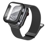 Raradev 3-in-1 Compatible with Apple Watch Metal Straps Series 11 10 42mm with Case & Screen Protector, Dual Magnetic Band and Protective Cover with 9H Tempered Glass for iWatch Series 11 10, Black