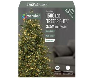 Raraion - 1500 Led Warm White Christmas Tree Lights With Timer, 37.5M