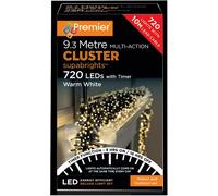 Raraion - 720 LED Multi Action Warm White Cluster Christmas Lights with Timer