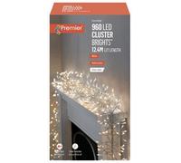 Raraion - 960 Led White Cluster Christmas Lights, Multi Action, With Clear Cable And Timer, 12M
