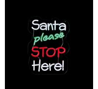 Raraion Premier - "Santa Please Stop Here" Hanging Lit Neon Sign, 35cm in Clear Raraion Clear
