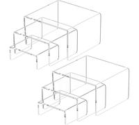Rarapop 6 Pcs Acrylic Display Risers, Clear Riser Shelf Showcase for Buffet Cupcake, Puppets, Anime Characters, Perfumes, Jewelry, Clear Product Stand, Acrylic Risers for Display (SetA)