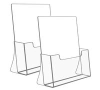 Rarapop A4 Acrylic Brochure Holder Freestanding Leaflet Holder Clear Countertop Acrylic Literature Holder Plastic Flyer Display Stand for Magazine, Pamphlet, Booklets, Menu, Journals, 2 Pack(A4)