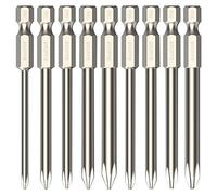 Rarapop Phillips Cross Slot Screwdriver Bit Set 9Pcs 1/4 Inch Hex Shank 3 Inch/75 mm Length S2 Steel with Magnetic for Power Screwdriver Drill Impact Driver (9Pcs 75mm)