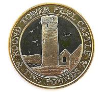 Rare - 2008 ISLE OF MAN manx Tower Peel Castle UNC £2 Pound with Capsule Holder in a Pouch Wallet