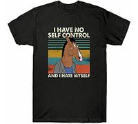 Rare BoJack Horseman I Have No Self Control and I Hate T-Shirt Mens Black Size L