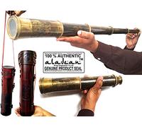 Rare Brass Telescope 32" inch Tracker 1818 Spyglass Scope Optical Zoom Nautical Antique Gift Hand Stitched Leather Case