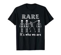 Rare Disease Awareness Warrior Zebra Ribbon Dabbing Skeleton T-Shirt