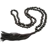 Rare Gems Gallery सुलेमानी हकीक माला ओरिजिनल Round Beads Black Agate Mala IGL Tested Original Certified for Fashion or Traditional Purpose 108+1 Beads Genuine Sulemani Hakik Mala