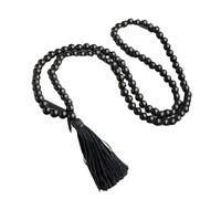 Rare Gems Gallery काले हकीक की माला ओरिजिनल Stunning Black Moti Ki Mala IGL Tested Original Certified Round Beads for Mantra Chanting or Meditation Purpose Pure Kala Hakik Mala for Men & Women