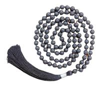 Rare Gems Gallery लावा माला Attractive Collection Volcano Stone Maala 108 Rosary Black Lava Mala Original Certified By Lab ज्वालामुखी माला Asli Grounding Jwalamukhi Mala For Unisex