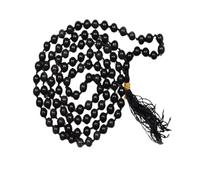 Rare Gems Gallery Auspicious 108 Beads Round Beads Kala Hakik Mala Original Certified Perfect for Chanting The Mantras Premium Sulemani Hakik Mala Thread Knotted काला हकीक मोती की माला