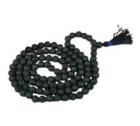 Rare Gems Gallery Dazzling Jwalamukhi Mala Original Certified लावा माला ओरिजिनल सर्टिफाइड Beautiful Volcanic Rock Rosary Malai 108+1 Round Beaded Black Lava Stone Mala for Wearing Any Occasion