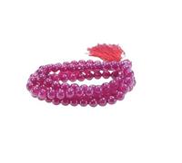 Rare Gems Gallery Flawless Red Ruby Mala IGL Tested Original Certified for Astrological or Traditional Purpose Thread Knotted Lal Moti Ki Mala 108 Beads for Men & Women ओरिजिनल माणिक रत्न की माला
