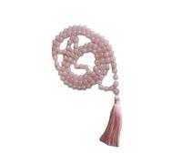 Rare Gems Gallery For Meditation Purpose Durable Rose Quartz Japa Mala 108 Beads Original Certified January Month Birthstone नेचुरल गुलाबी मोती की माला Natural Pink Stone Mala For Wear In Neck