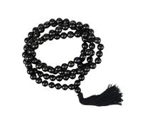 Rare Gems Gallery Premium Hakik Mala Original Certified Thread Knotted Wear It Neck For Mantra Recitation AA++ Grade Sulemani Mala Original 108+1 Beads With Tessel काले हकीक की माला ओरिजिनल