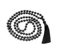 Rare Gems Gallery Round Beads Excellent Sulemani Hakik Mala Original Certified for Men & Women काले हकीक की माला ओरिजिनल Perfect for Fashion Purpose Black Stone Mala 108 Beads for Girls