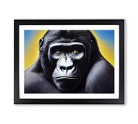Rare Gorilla Framed Print | A2 Black Framed Wall Art | Ready to Hang | Modern Animal Picture | Living Room Bedroom Lounge Office