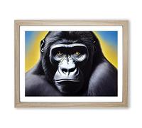 Rare Gorilla Framed Print | A2 Oak Framed Wall Art | Ready to Hang | Modern Animal Picture | Living Room Bedroom Lounge Office