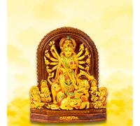 Rare Planet Maa Durga Murti, Goddess Durga Idol for Home and Office Decor, Terracotta Design MATA Sherawali Sculpture, AshtaBhuja Roop Statue, Golden Colour,Small Size and Premium Quality
