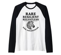 Rare Resilient Relentless Zebra EDS Awareness Warrior Design Raglan Baseball Tee