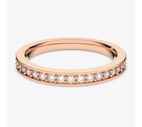 Rare Rose Gold Tone White Crystal Channel Half Eternity Ring Swarovski Rose Gold 50 (J 3/4)