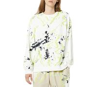 rare/self All-Gender Exposed Seams Crew Neck Terry Knit Sweatshirt, Abstract Celery Print, 4