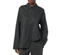 rare/self All-Gender Pieced Cotton Button Down Shirt, Off Black, 6