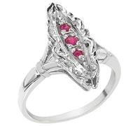 Rare Vintage Design Solid Sterling Silver Natural Ruby Ring with English Hallmarks Size U Women's Ring for July Engagement