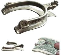 Rare Vintage Western Spur Silver Money Clip,Personalised Engraved Money Clip,Spur Cash Clip Metal Bill Holder,Silvers Large Feature Money Clips,Silver Money Holder Horse Rider Gifts (1 Pcs)