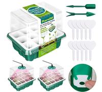 Rarello 3 Packs Seed Starter Tray with Grow Light,Reusable Pop-Out Seed Starter Kit,36 Cells Seedling Starter Trays with Humidity Domes,Indoor Gardening Plant Germination Trays for Seeds Starting