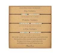 RareLove 3 Pack Sister Bracelets for 3 Person Morse Code Bead Bracelet for Women Matching Bracelets for Three Sisters Small Blue Silver Beads One Size Metal No