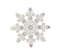 RareLove Bling White CZ Rhinestone Snowflake Pins and Brooches Holiday Jewelry Christmas Brooches and Pins for Women Alloy Plated