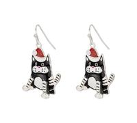 RareLove Christmas Cat Earrings with Santa Hat Black Cat Enamel Dangle Earrings For Women, Holiday Earrings, Cute Earrings, Christmas Jewelry