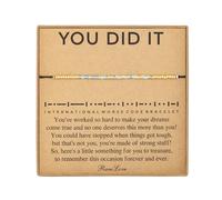RareLove Congratulations Gift 2024 Graduation Gifts for Her,You Did It Morse Code Beaded Bracelet for Women, College High School Unique Graduation Gifts for Daughter Sister Blue Pony Seed Tiny Beads