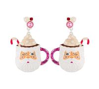 RareLove Cupcake Earrings with Cute Santa Christmas Earrings Pink Stud Earrings for Bakers Women Alloy Plated Birthday Holiday Earrings