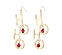 RareLove Cute Santa HoHoHo with Red Jingle Bells Christmas Earrings Fun Earrings Dangle Earrings for Women Dangling Alloy Plated Holiday Earrings
