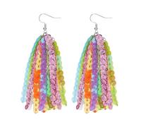 RareLove Easter Earrings for Women Dangle Colorful Blue Purple Glitter Sequin Long Tassel Earrings