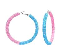 RareLove He or She Gender Reveal Gifts Pink and Blue Earrings Glitter Sequin Lightweight Big Hoop Earrings for Women